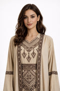 Layali Sandstone Embroidered Abaya Set
