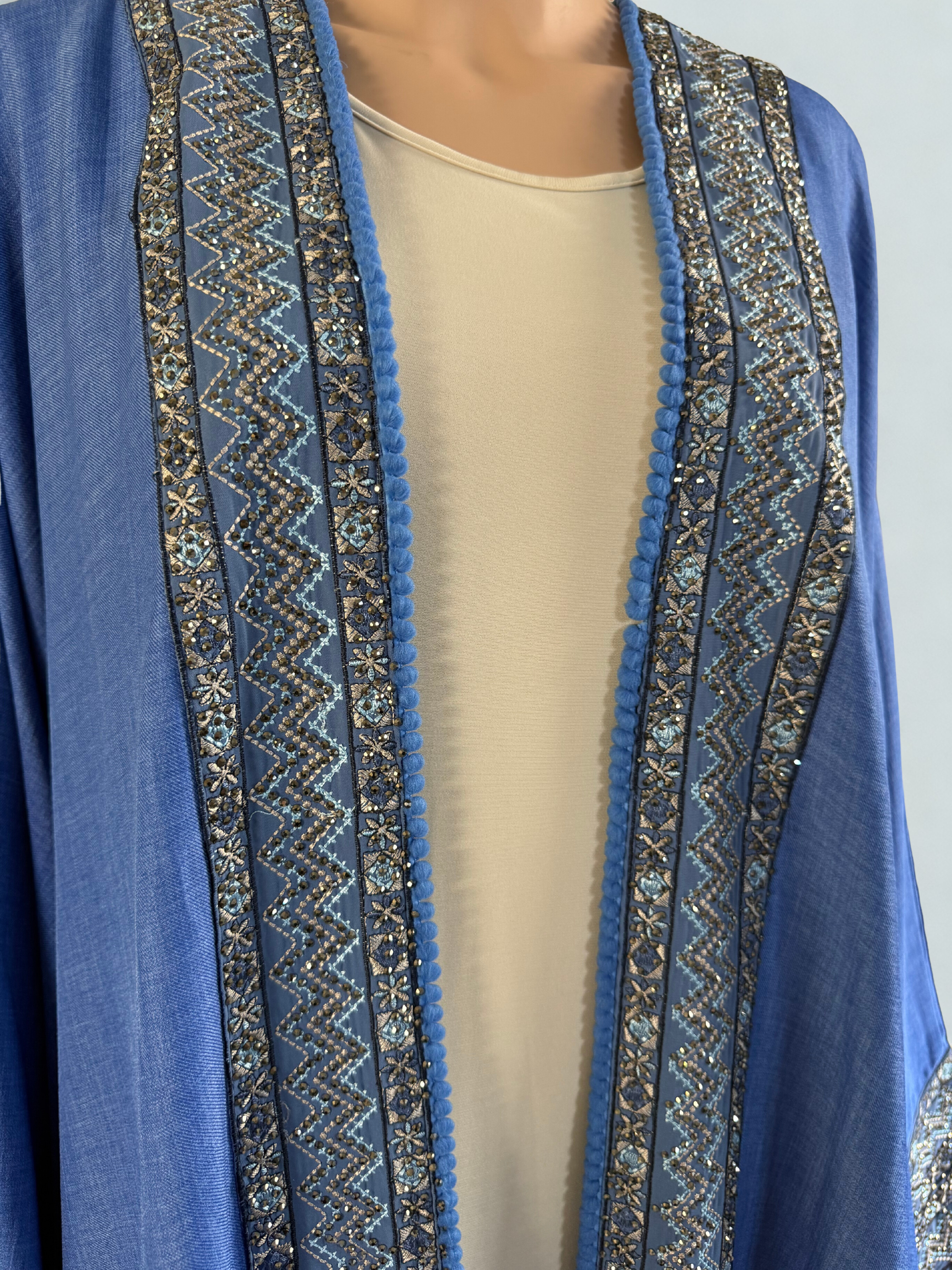 Azure Royale Bisht Abaya – 2-Piece Set