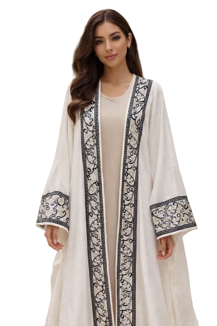 Blanc Royale Bisht Abaya – 2-Piece Set