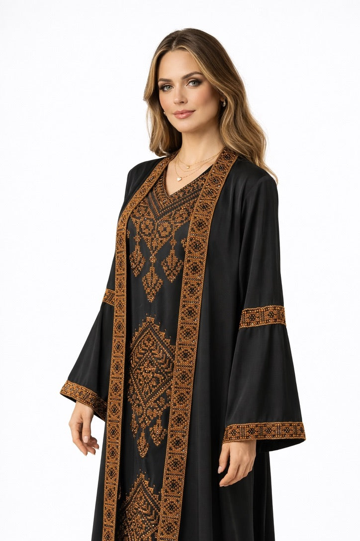 Layali Onyx Embroidered Abaya Set