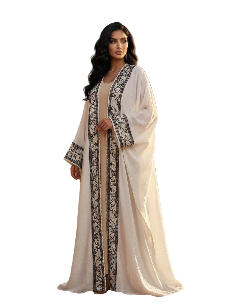 Blanc Royale Bisht Abaya – 2-Piece Set