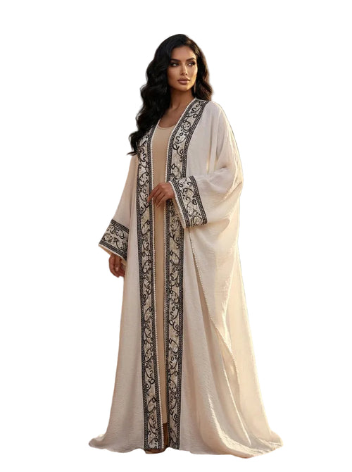 Blanc Royale Bisht Abaya – 2-Piece Set