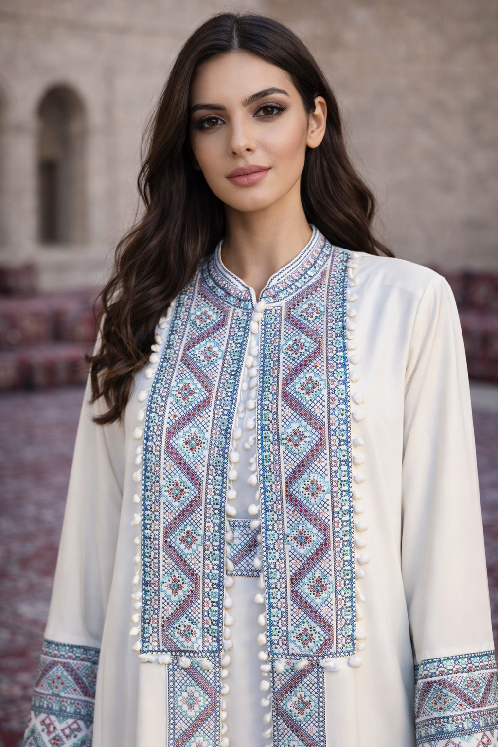 Sultanah Pearl– 3 Piece Embroidered Abaya Set