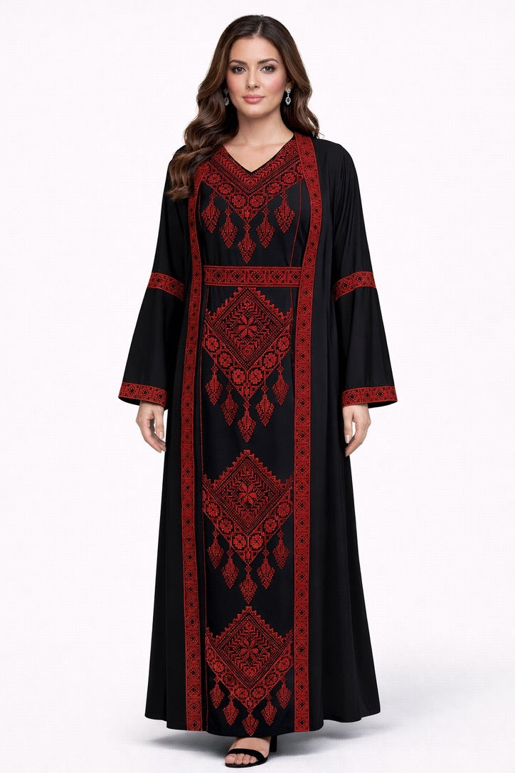 Layali Ruby Embroidered Abaya Set