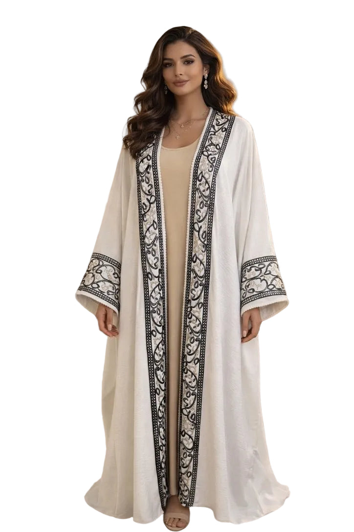 Blanc Royale Bisht Abaya – 2-Piece Set