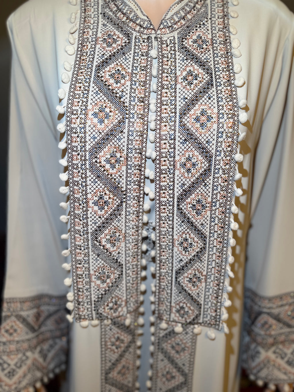 Sultanah Champagne Quartz - 3 Piece Embroidered Abaya Set
