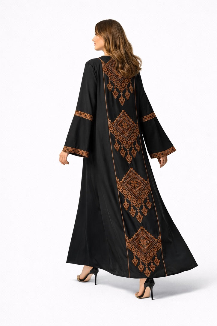 Layali Onyx Embroidered Abaya Set