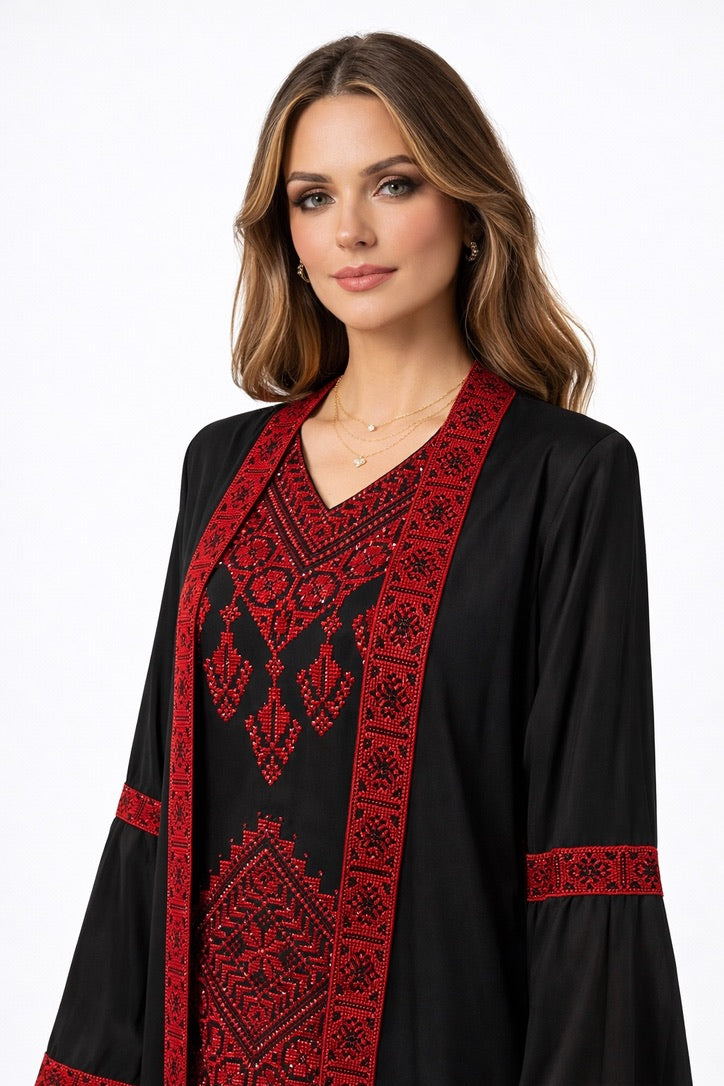 Layali Ruby Embroidered Abaya Set