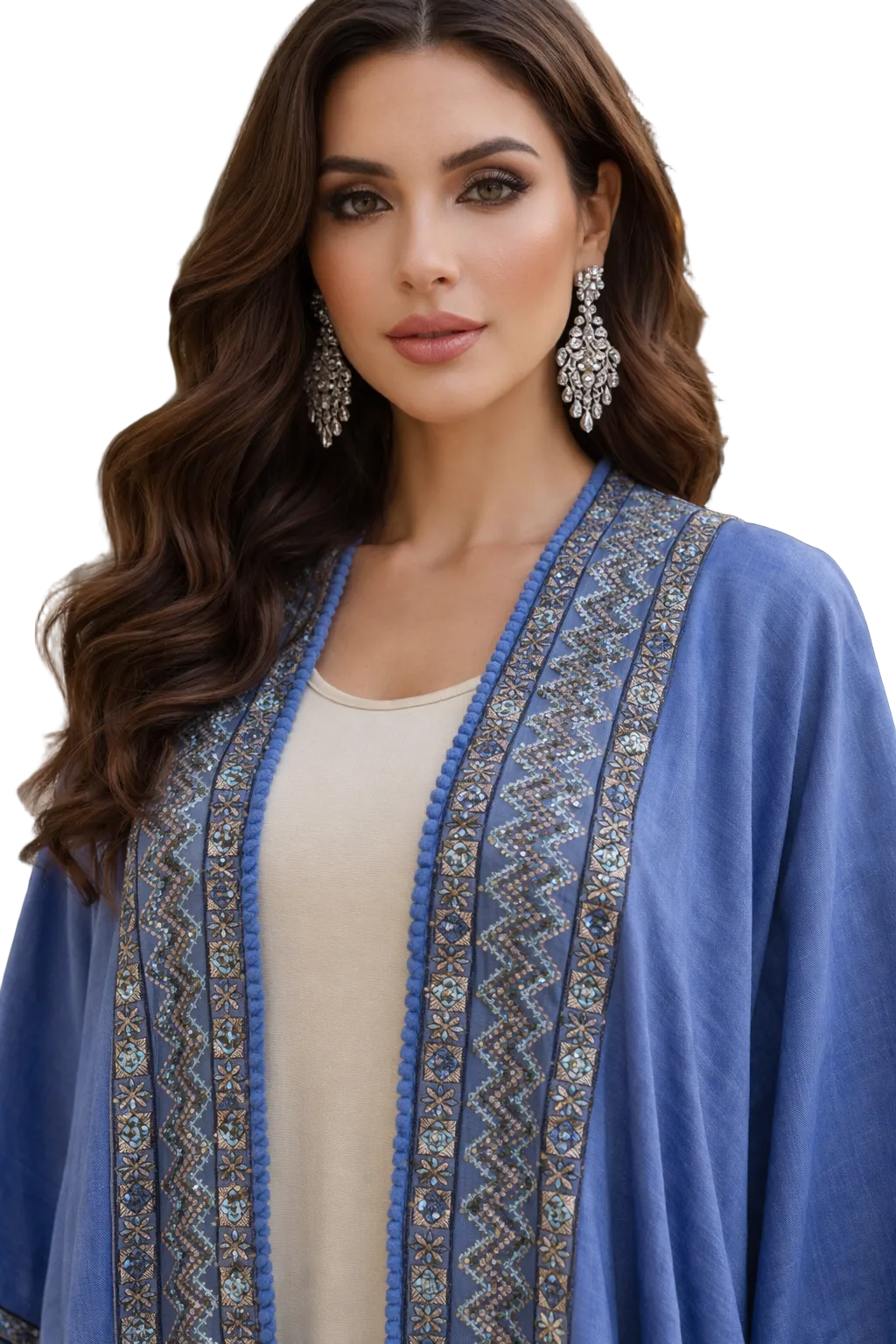 Azure Royale Bisht Abaya – 2-Piece Set