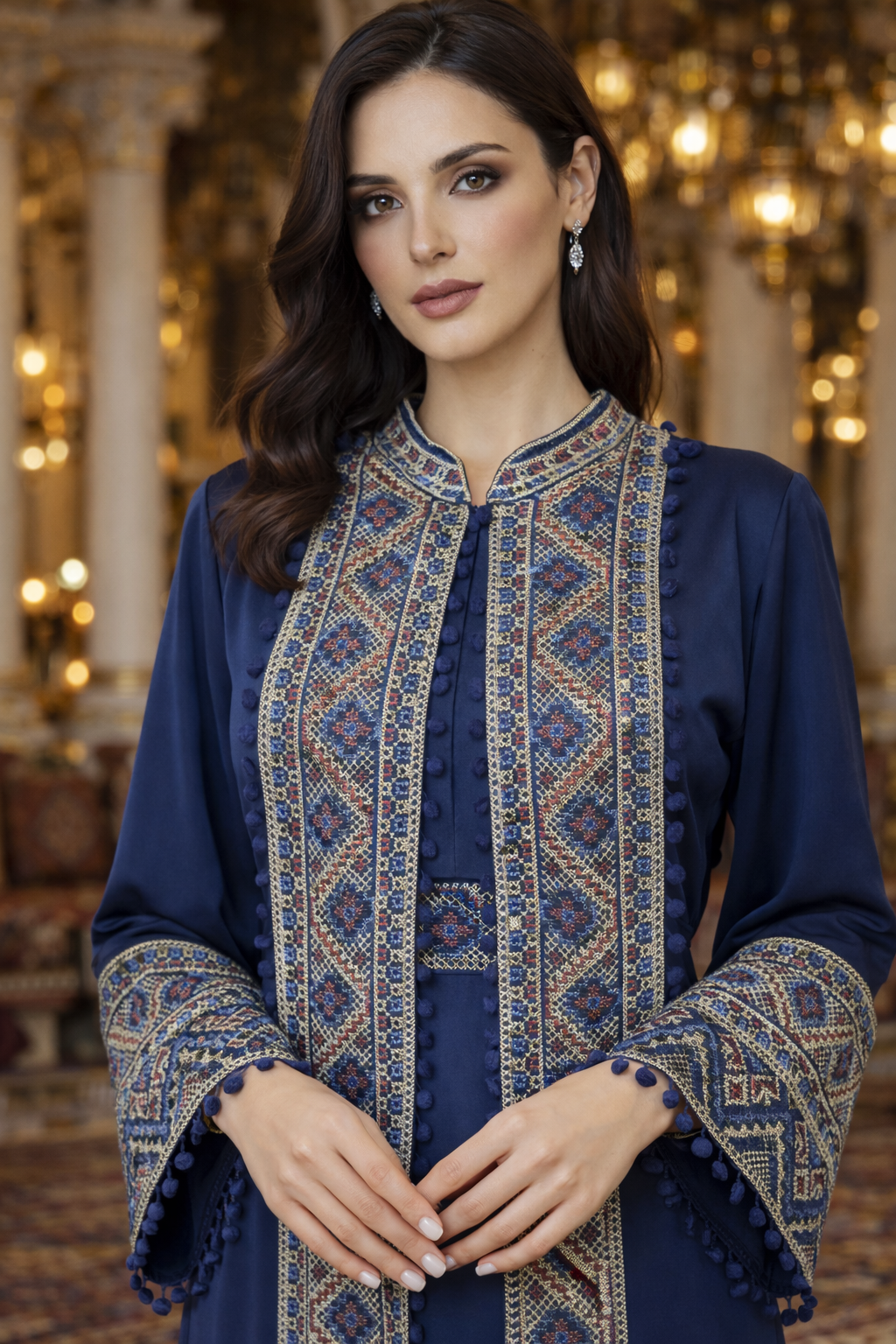 Sultanah Sapphire - 3 Piece Embroidered Abaya Set