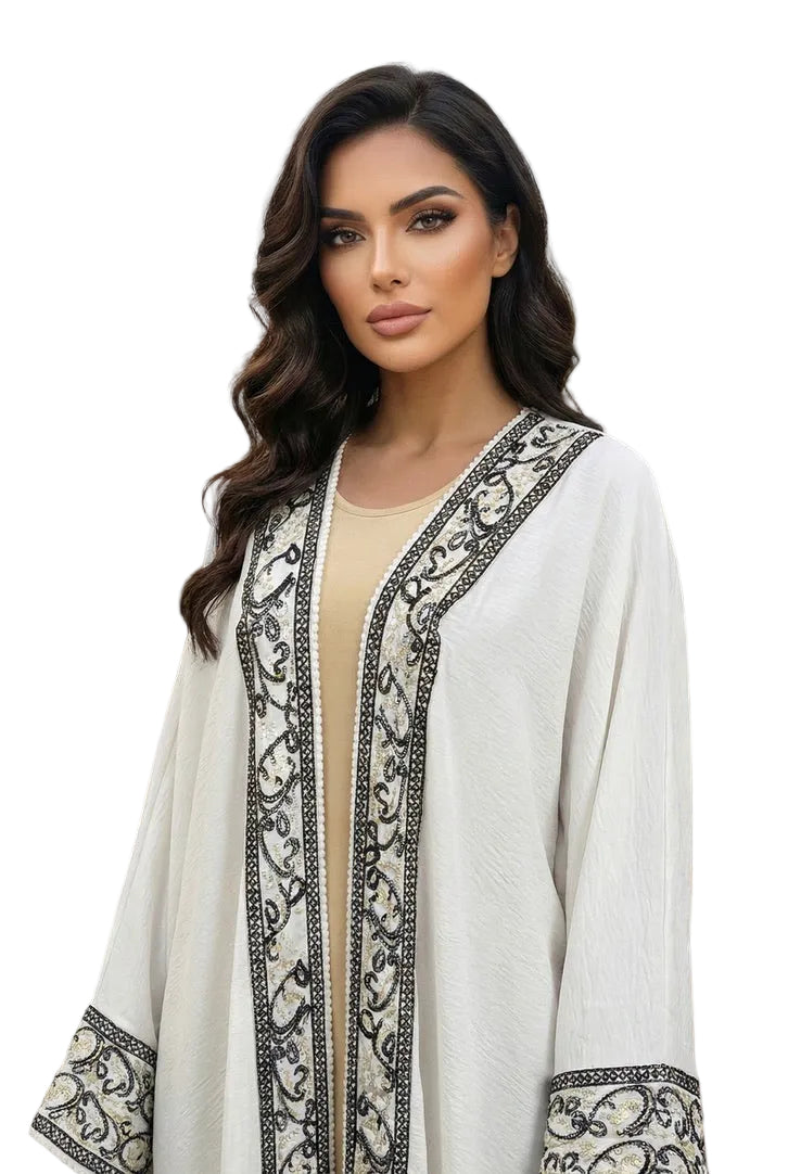 Blanc Royale Bisht Abaya – 2-Piece Set