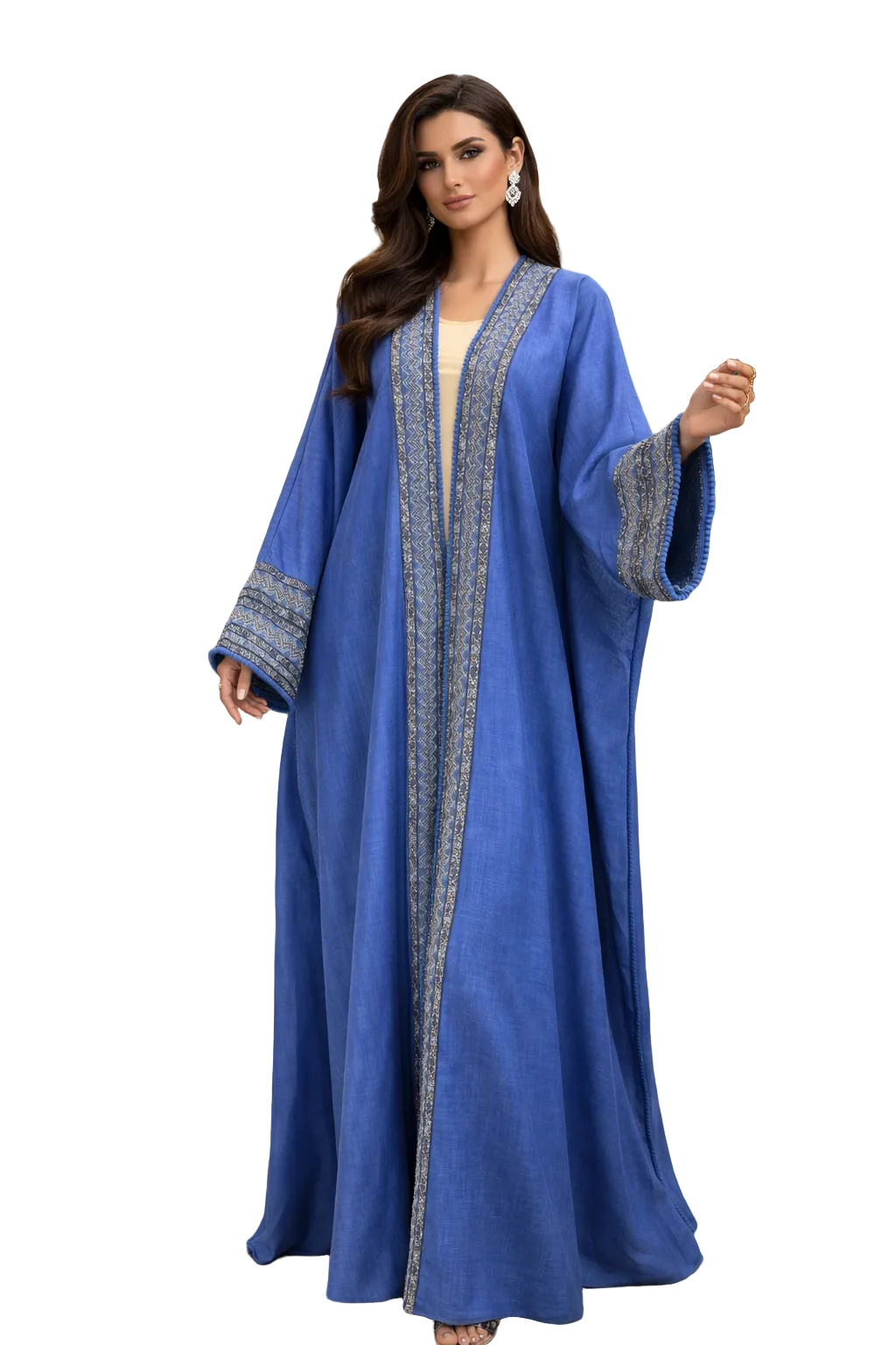 Azure Royale Bisht Abaya – 2-Piece Set