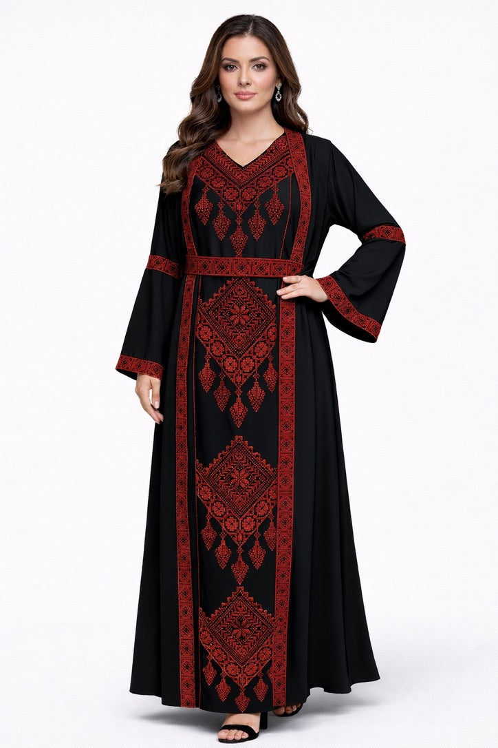 Layali Ruby Embroidered Abaya Set