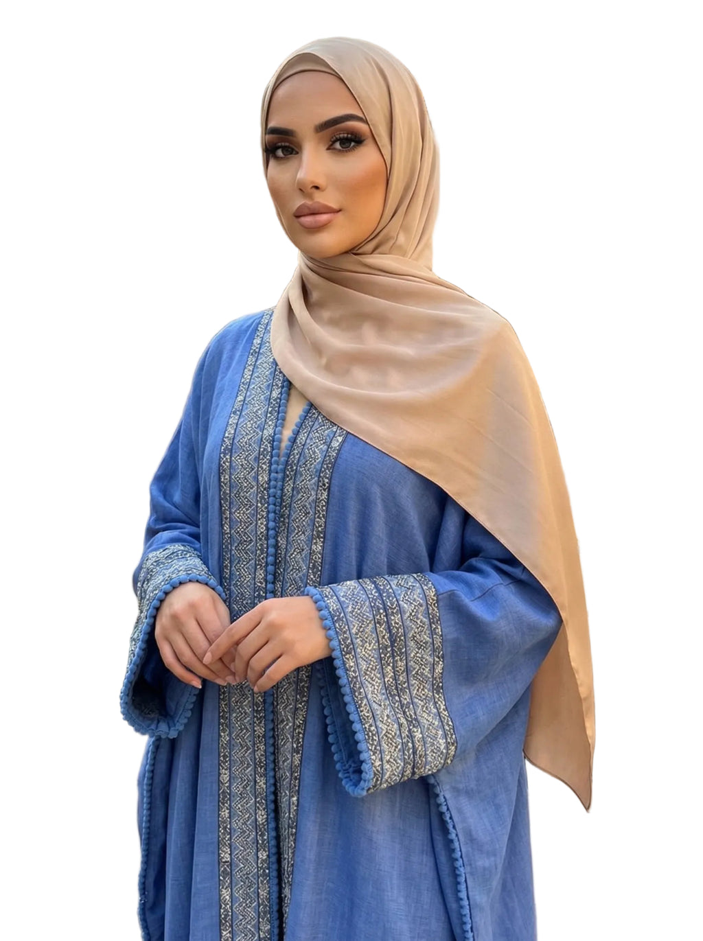 Azure Royale Bisht Abaya – 2-Piece Set