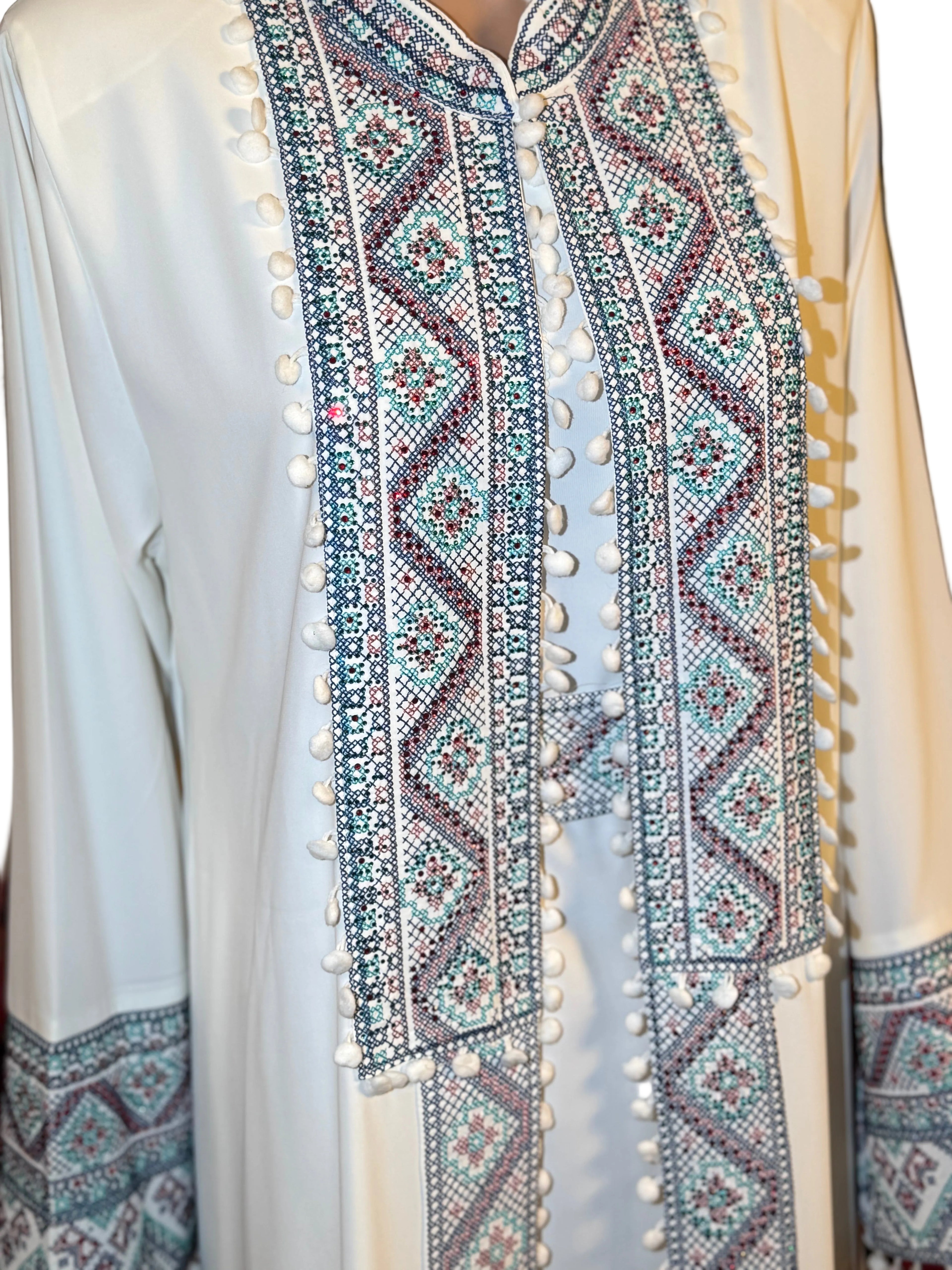 Sultanah Pearl– 3 Piece Embroidered Abaya Set