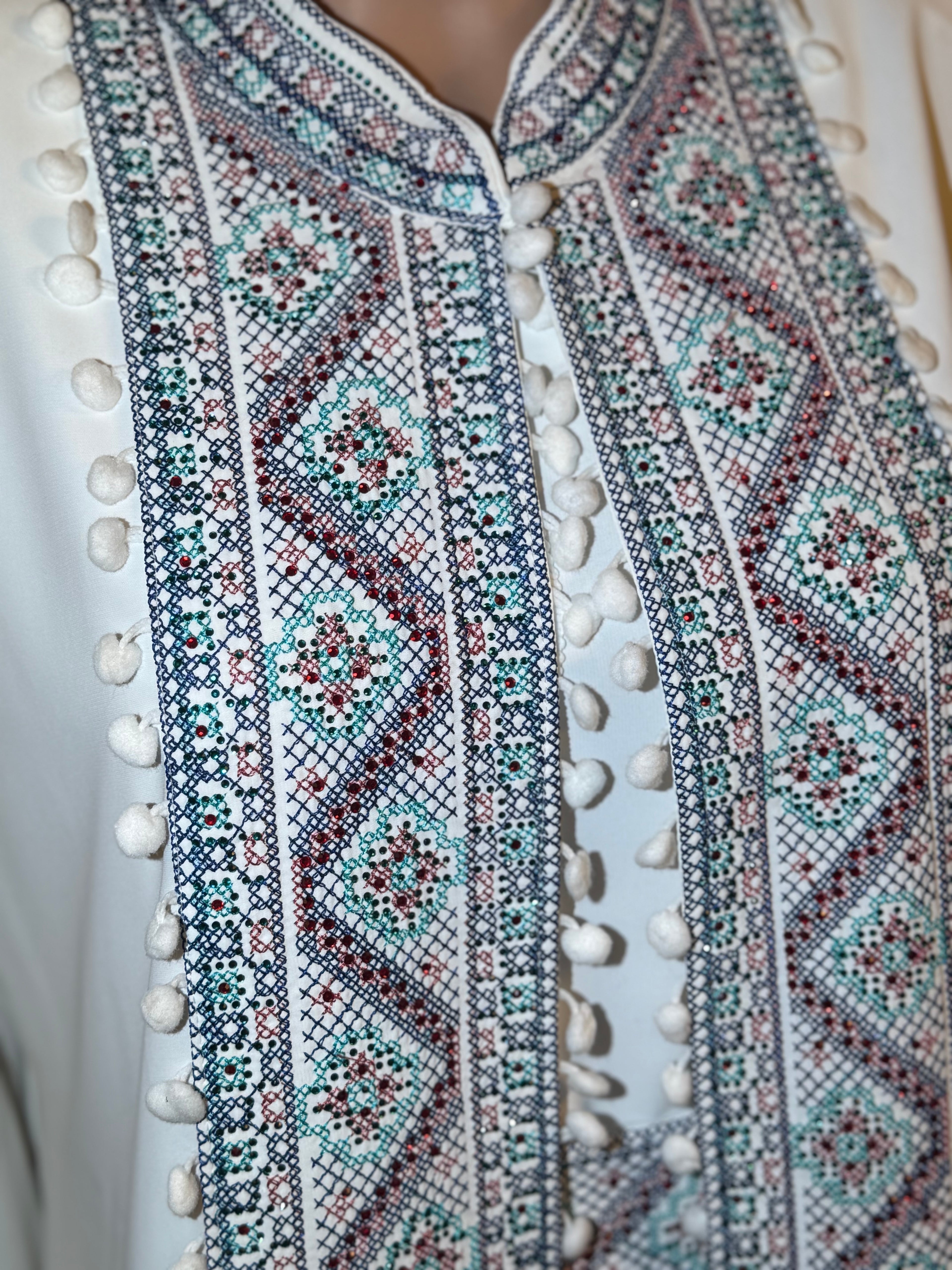 Sultanah Pearl– 3 Piece Embroidered Abaya Set