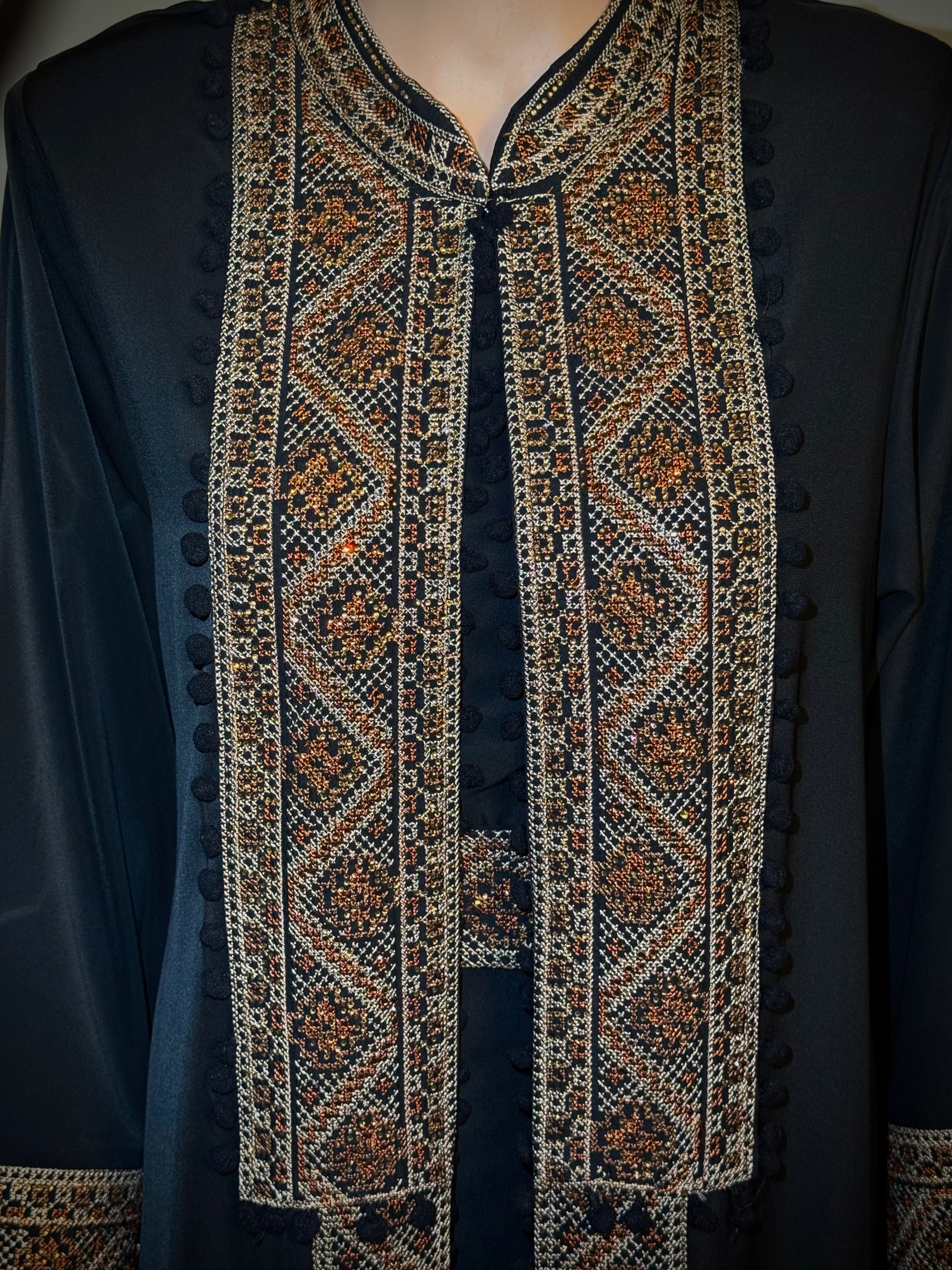 Sultanah Topaz – 3 Piece Embroidered Abaya Set