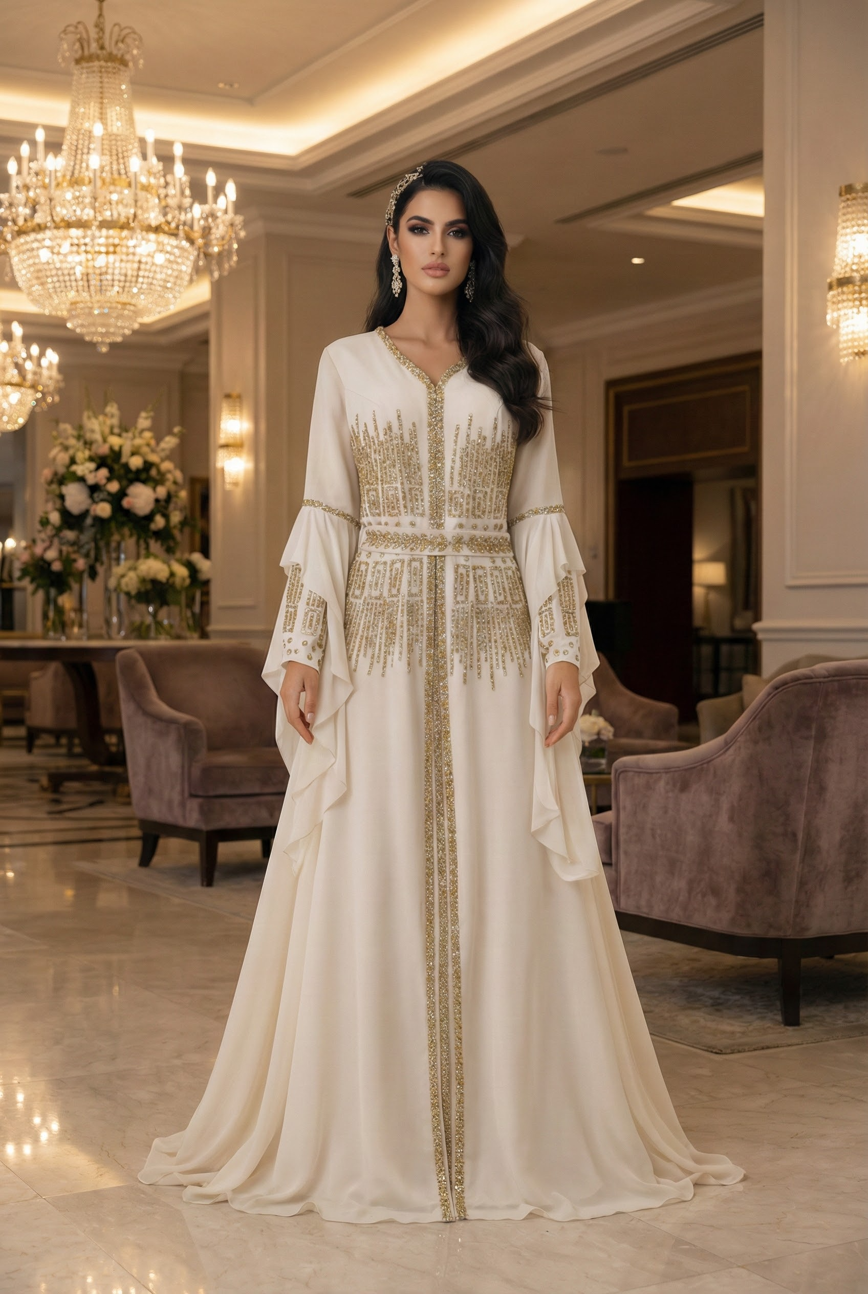 Embellished Kaftan Dress