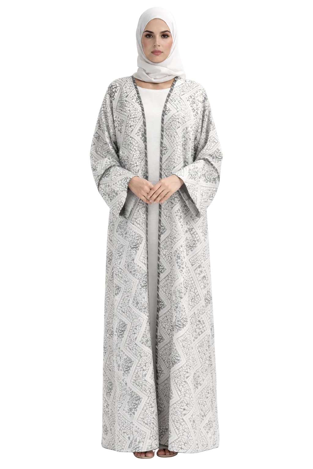 Noor White/Silver 4 Piece Abaya Set