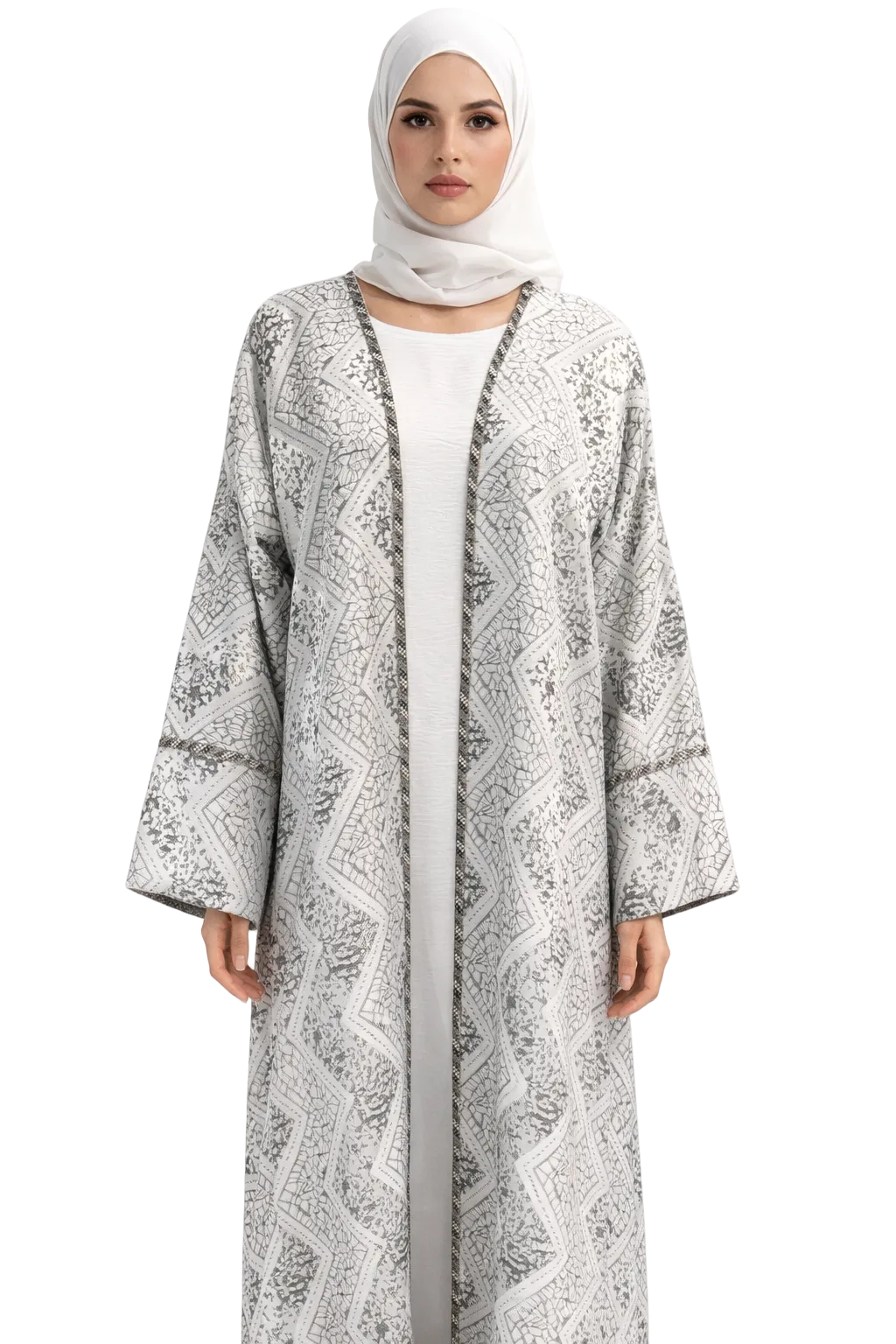 Noor White/Silver 4 Piece Abaya Set