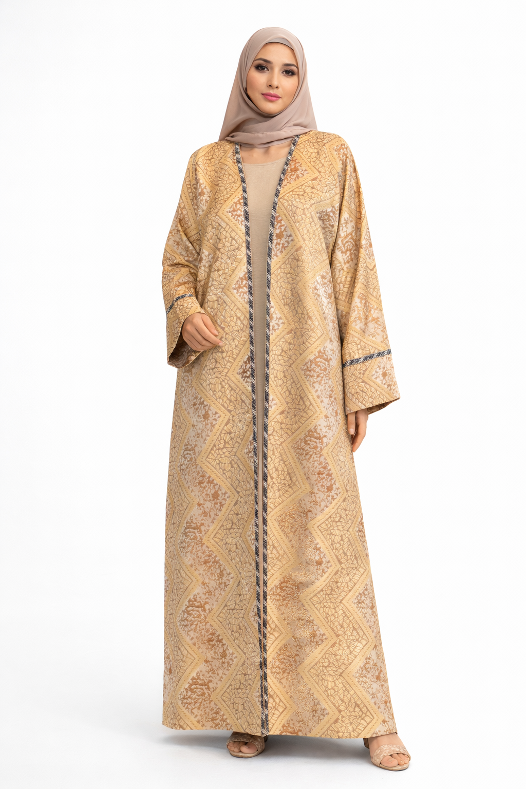 Noor Gold Four-Piece Open Abaya