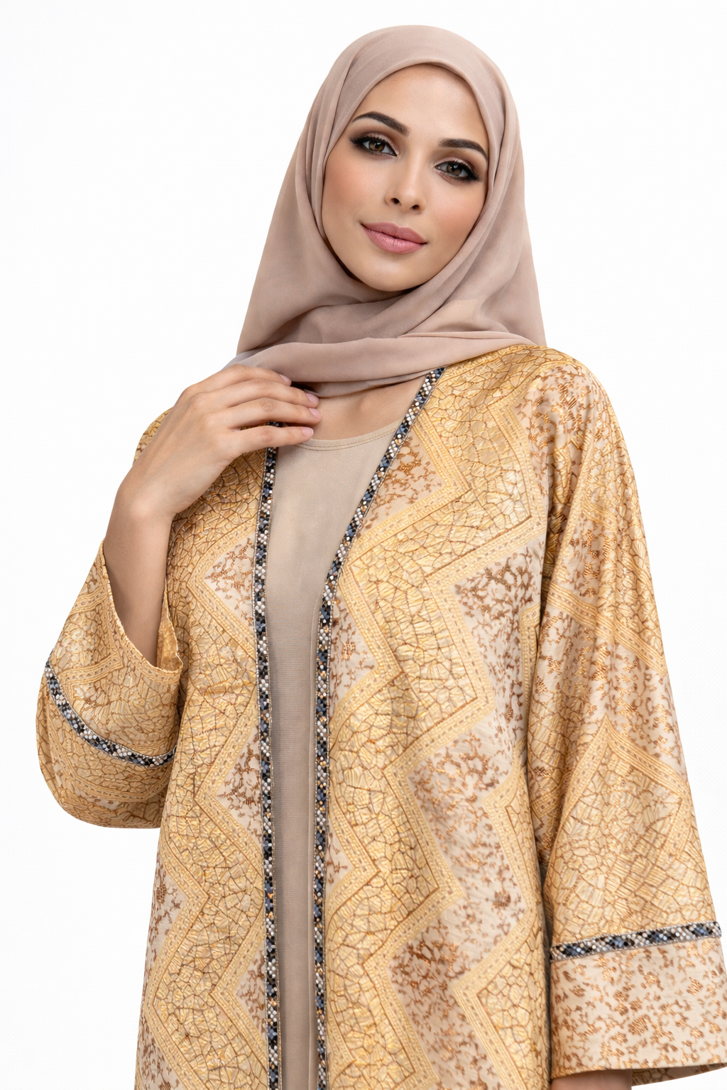Noor Gold Four-Piece Open Abaya