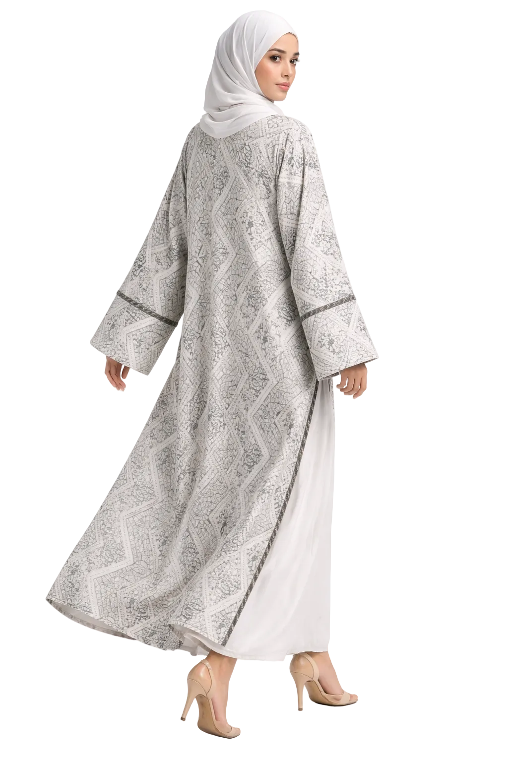 Noor White/Silver 4 Piece Abaya Set