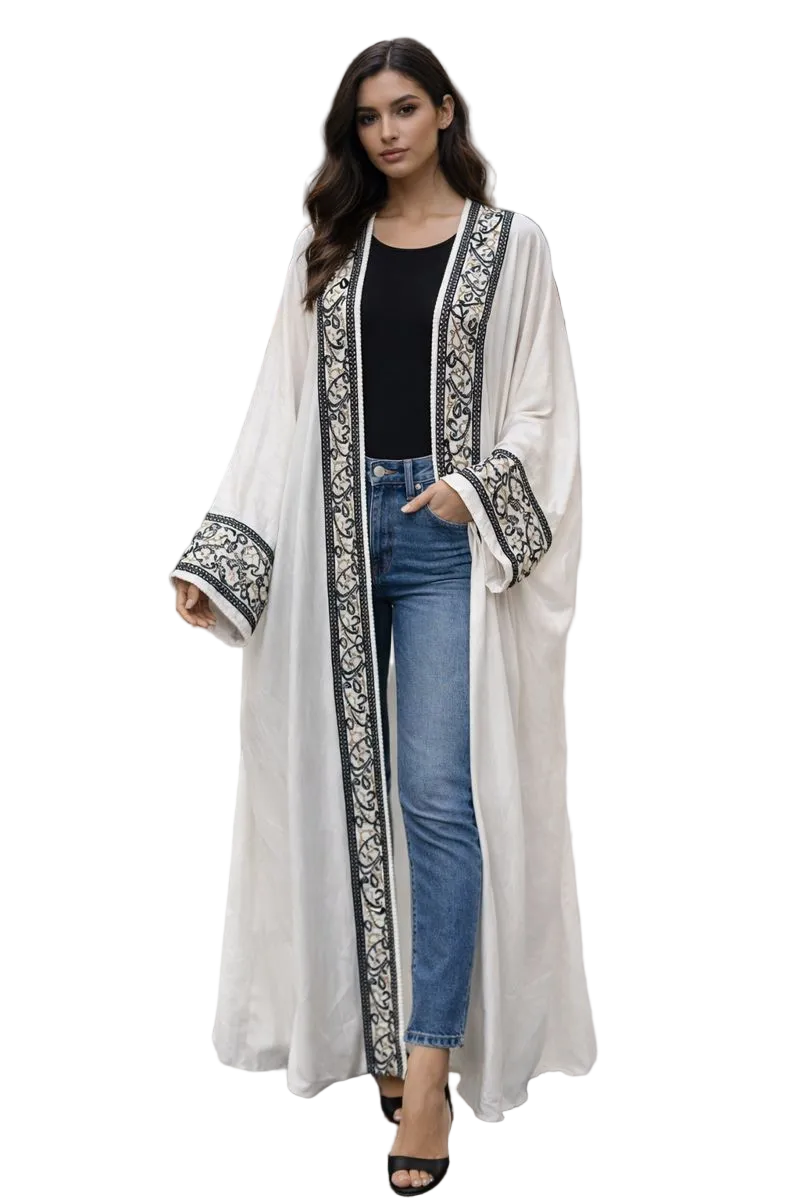 Blanc Royale Bisht Abaya – 2-Piece Set