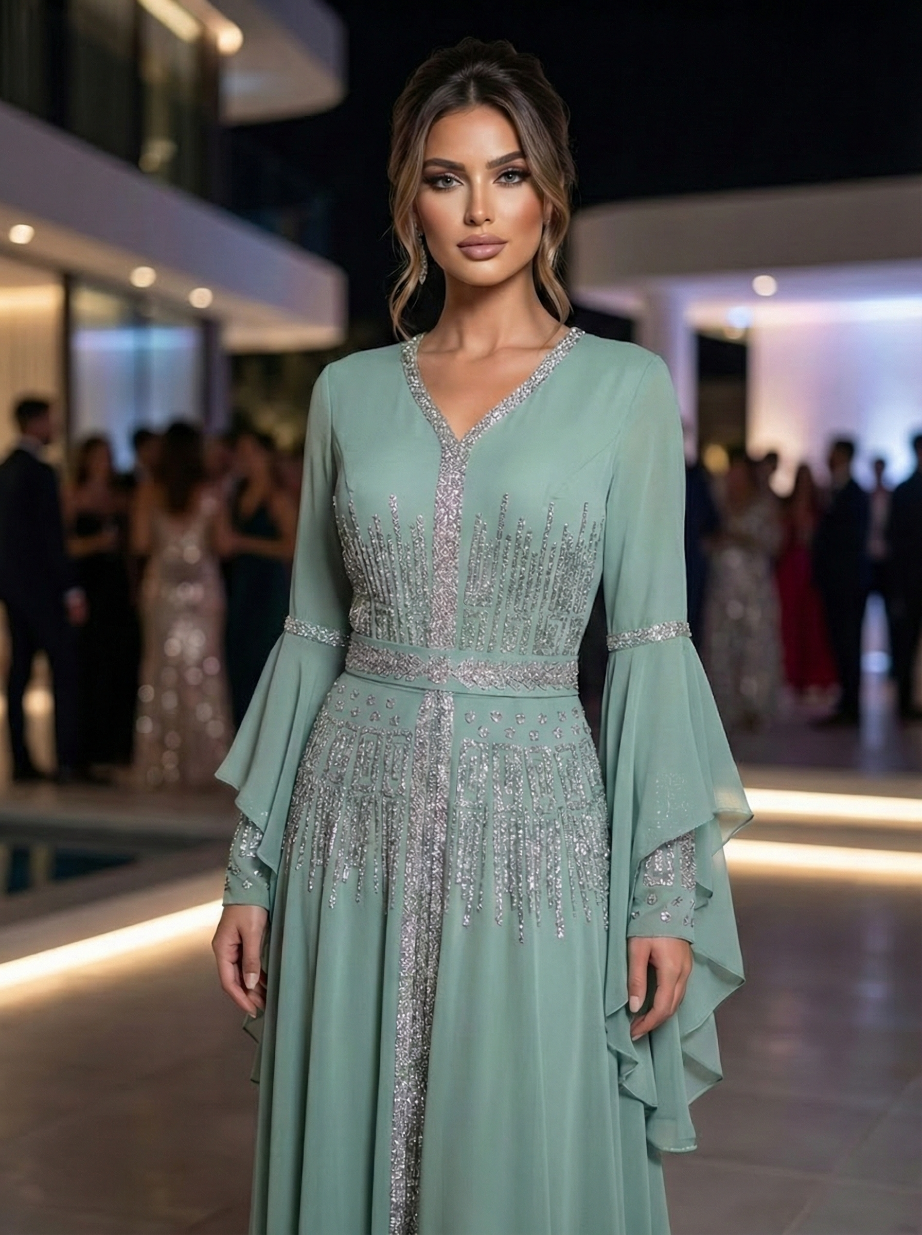 Embellished Kaftan Dress