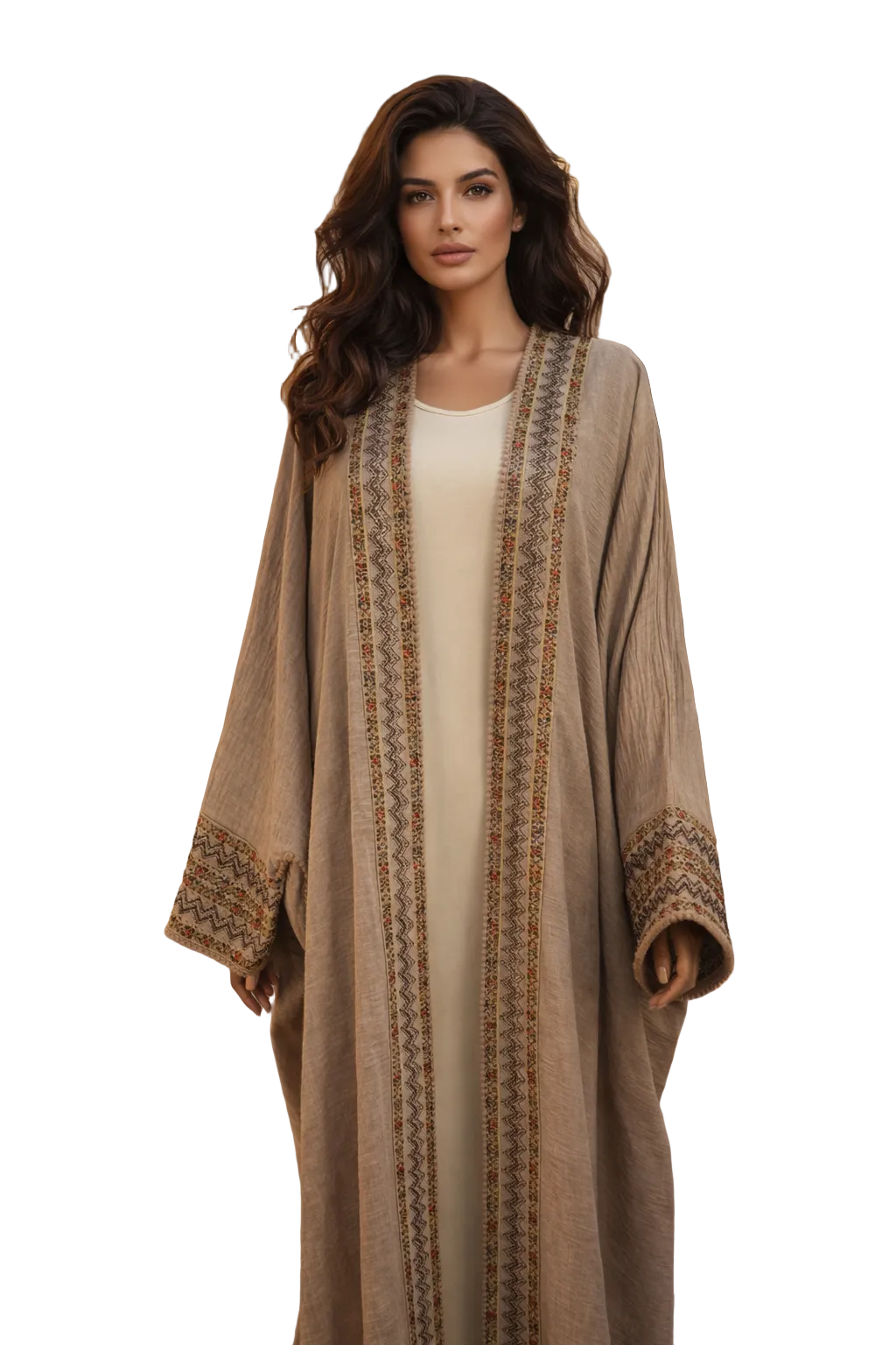 Mocha Royale Bisht Abaya – 2-Piece Set
