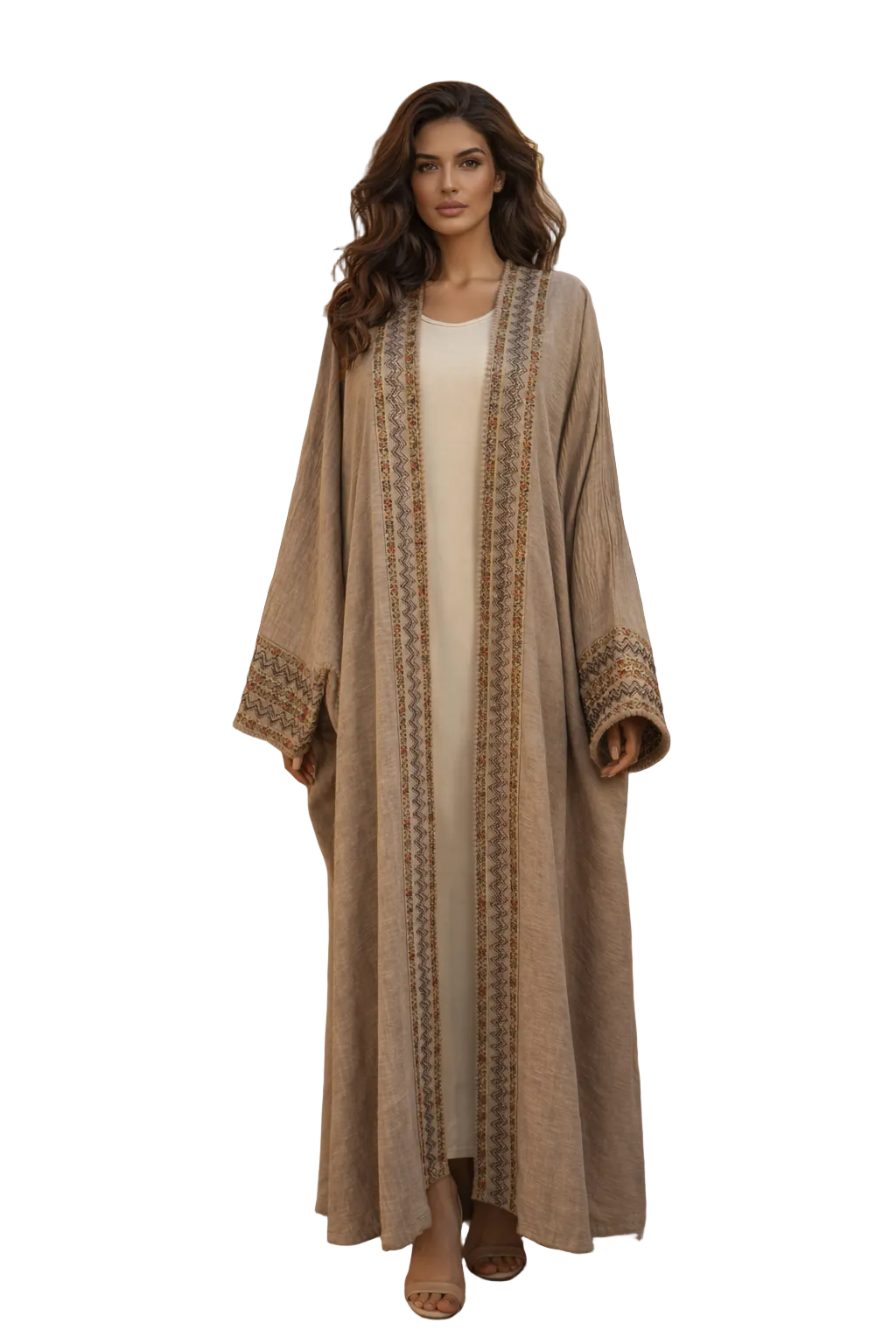 Mocha Royale Bisht Abaya – 2-Piece Set