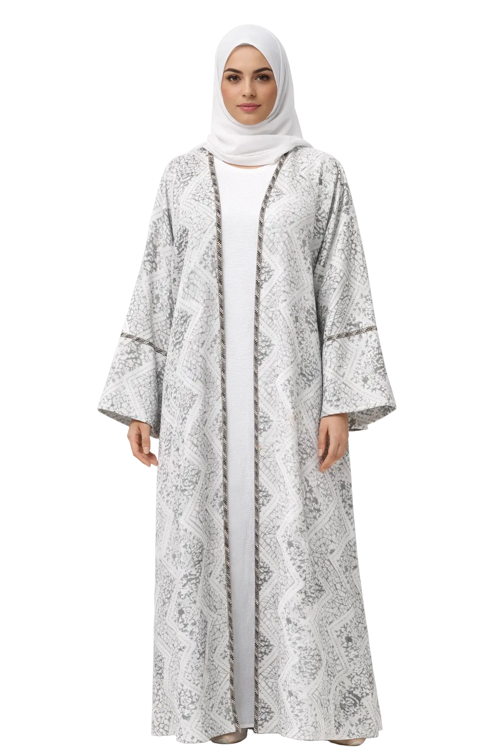 Noor White/Silver 4 Piece Abaya Set