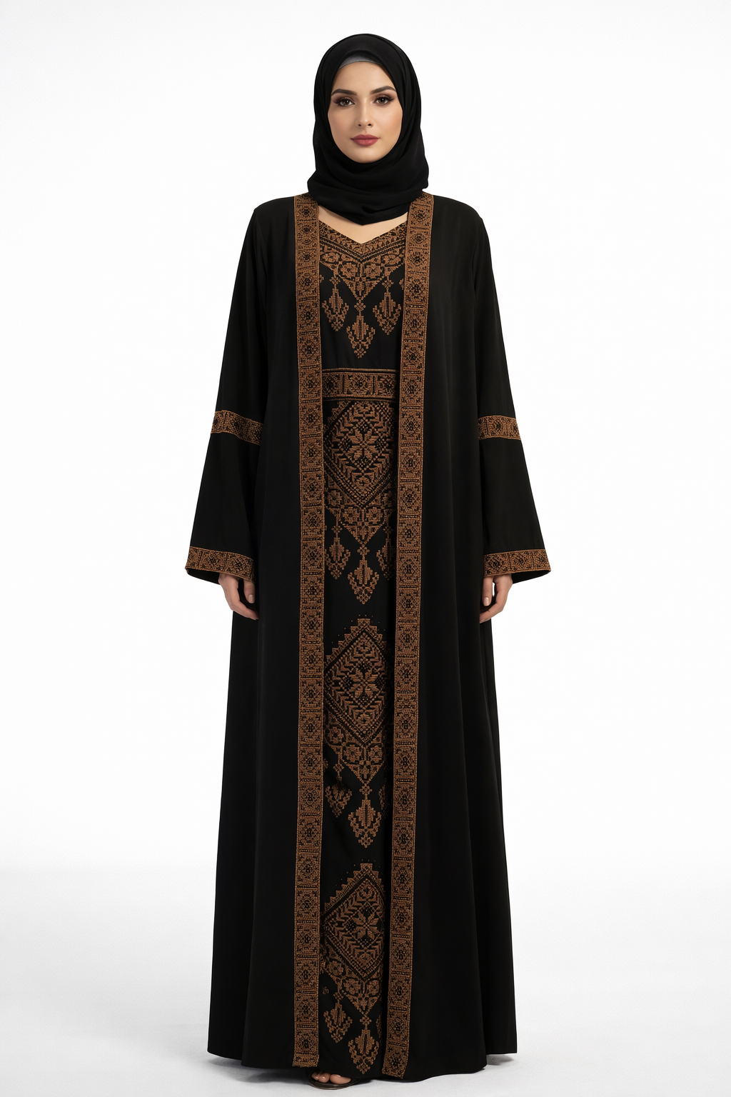 Layali Onyx Embroidered Abaya Set