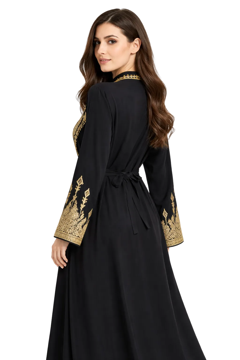 Amara Black & Gold - 3 Piece Embroidered Abaya Set