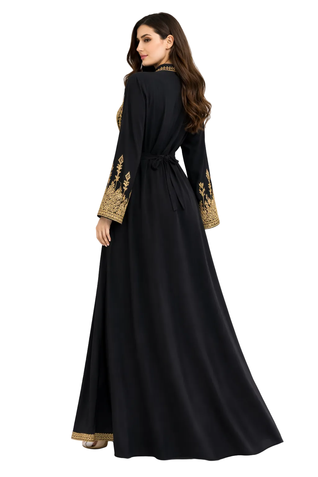 Amara Black & Gold - 3 Piece Embroidered Abaya Set