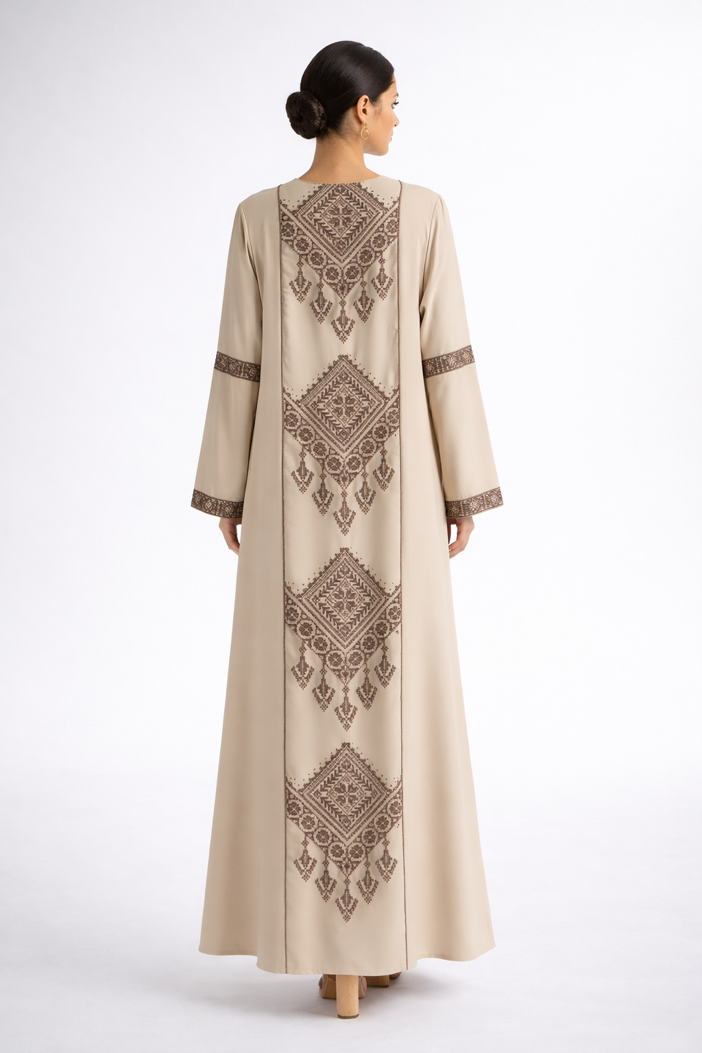 Layali Sandstone Embroidered Abaya Set